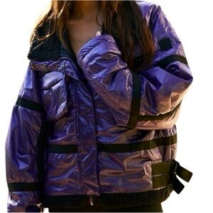 NWOT Free People Women’s Purple Vagabond Fleece Bomber Coat in a size XS